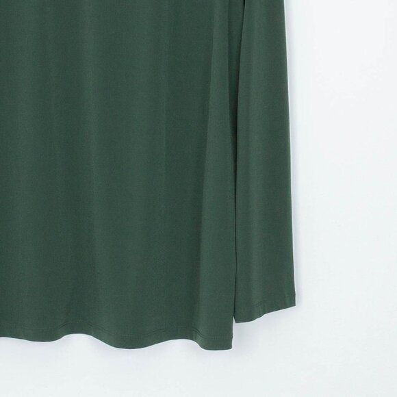 Susan Graver Womens Liquid Knit Keyhole Mock Neck Blouse Size L Green Stretch - Picture 3 of 9